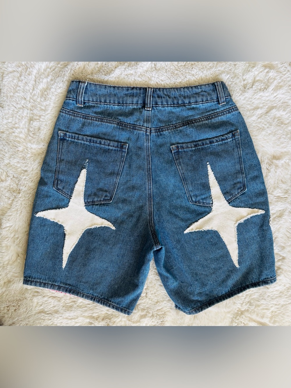 Empyre Patchwork Long Jean Shorts Size: Small - Picture 5 of 6